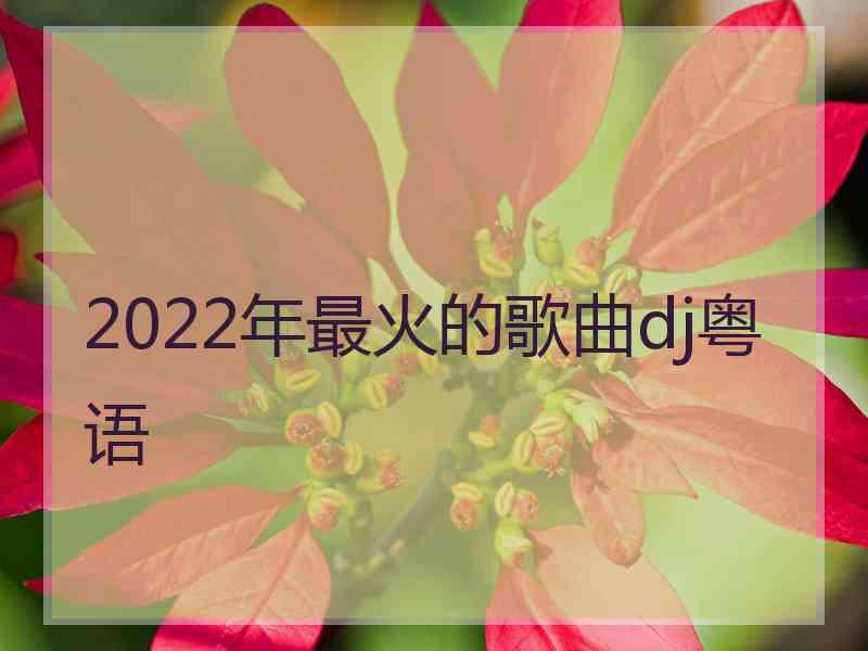 2022年最火的歌曲dj粤语