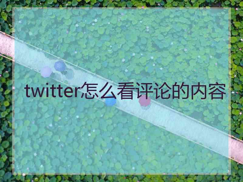 twitter怎么看评论的内容