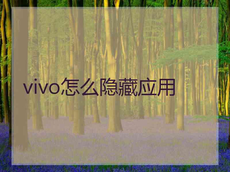 vivo怎么隐藏应用