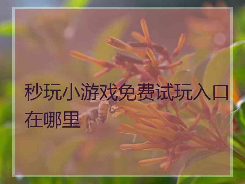 秒玩小游戏免费试玩入口在哪里