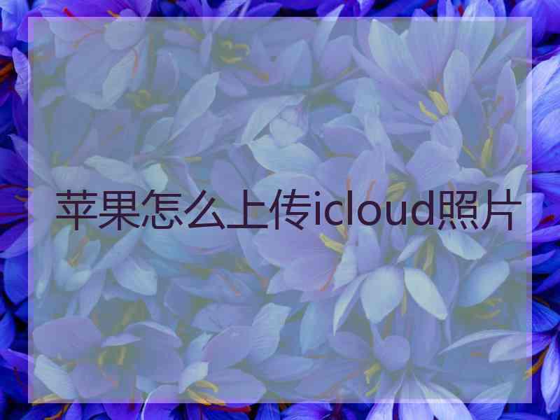 苹果怎么上传icloud照片