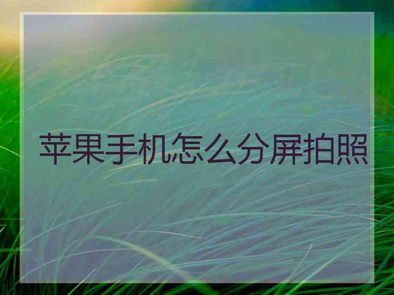 苹果手机怎么分屏拍照