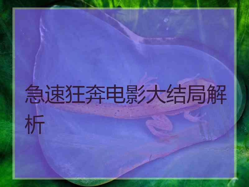 急速狂奔电影大结局解析