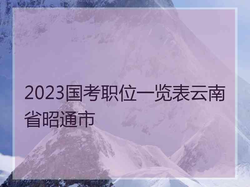 2023国考职位一览表云南省昭通市