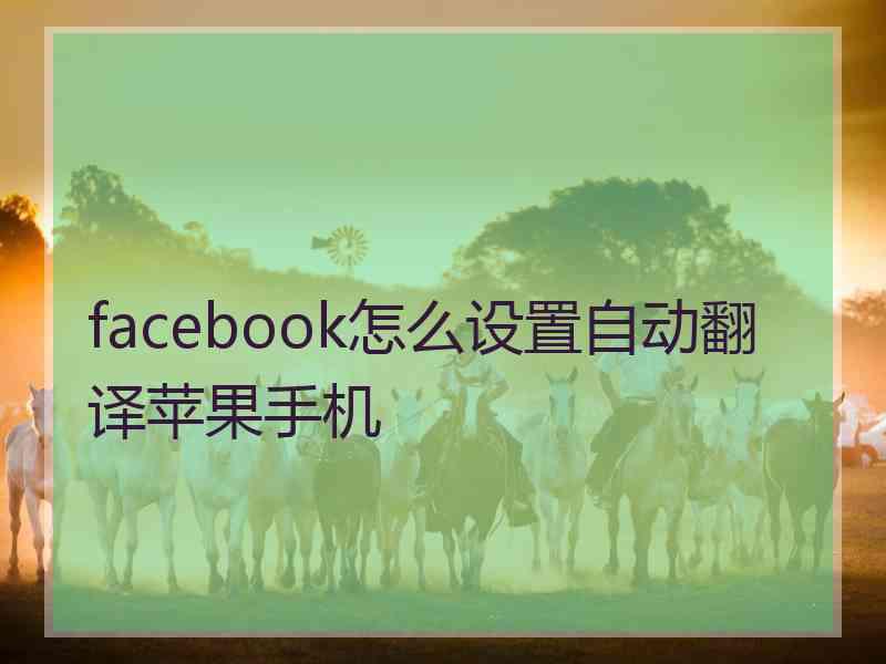 facebook怎么设置自动翻译苹果手机