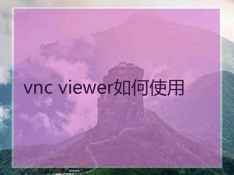 vnc viewer如何使用