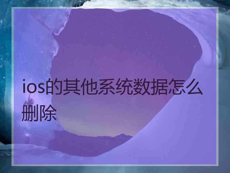 ios的其他系统数据怎么删除