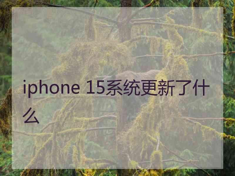 iphone 15系统更新了什么