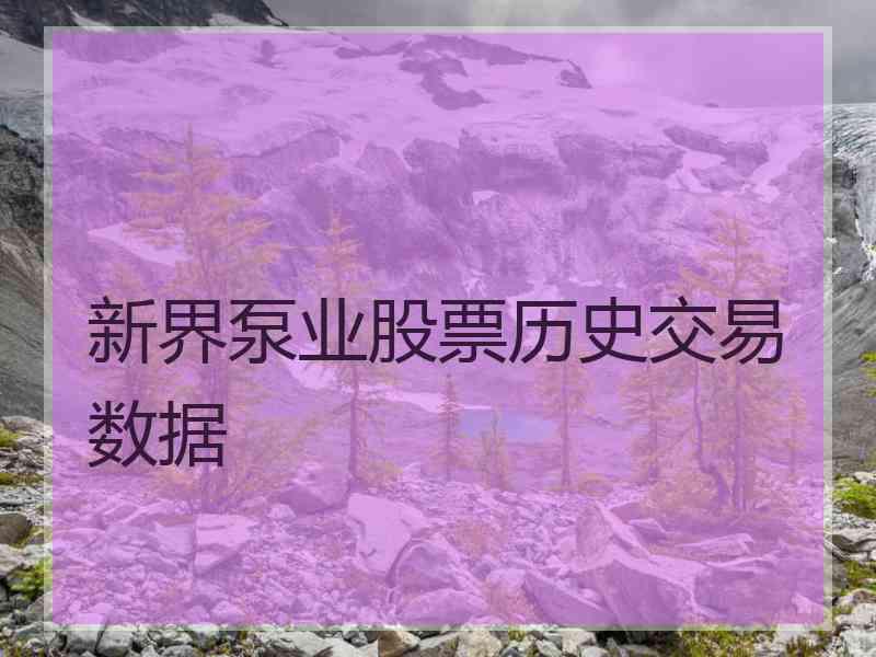 新界泵业股票历史交易数据