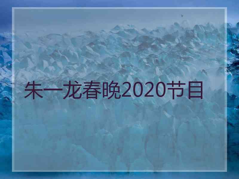 朱一龙春晚2020节目