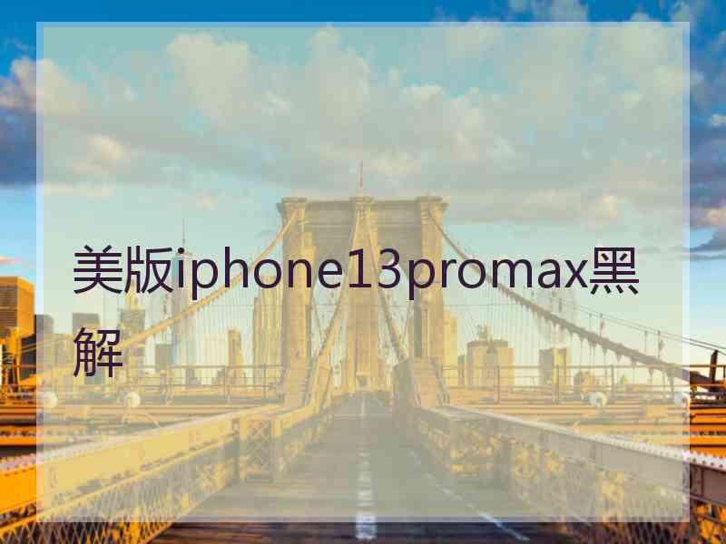 美版iphone13promax黑解