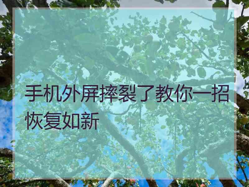 手机外屏摔裂了教你一招恢复如新