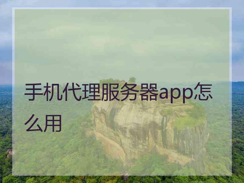 手机代理服务器app怎么用