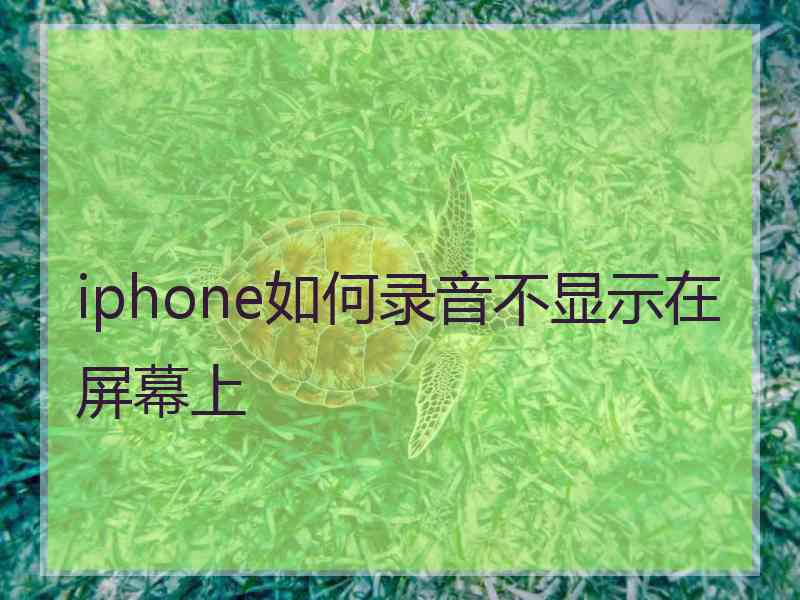 iphone如何录音不显示在屏幕上