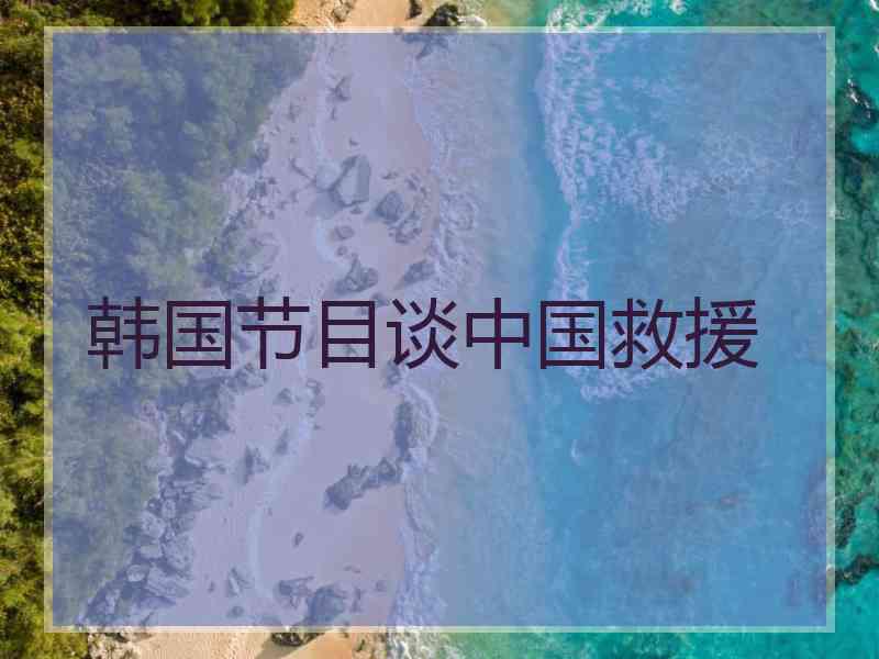 韩国节目谈中国救援