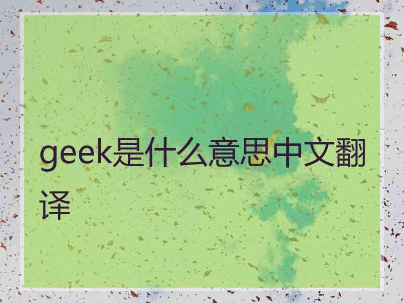 geek是什么意思中文翻译