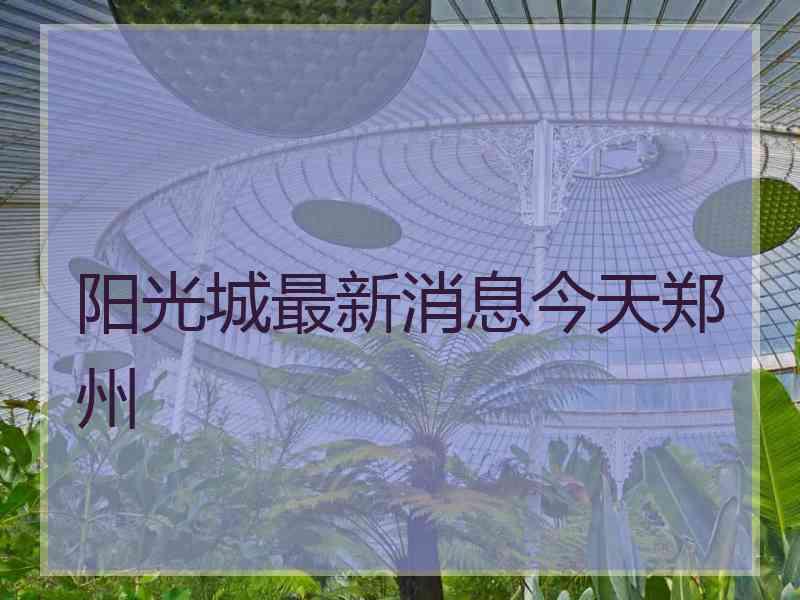 阳光城最新消息今天郑州