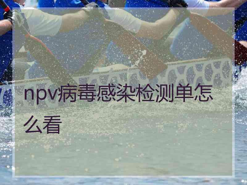 npv病毒感染检测单怎么看