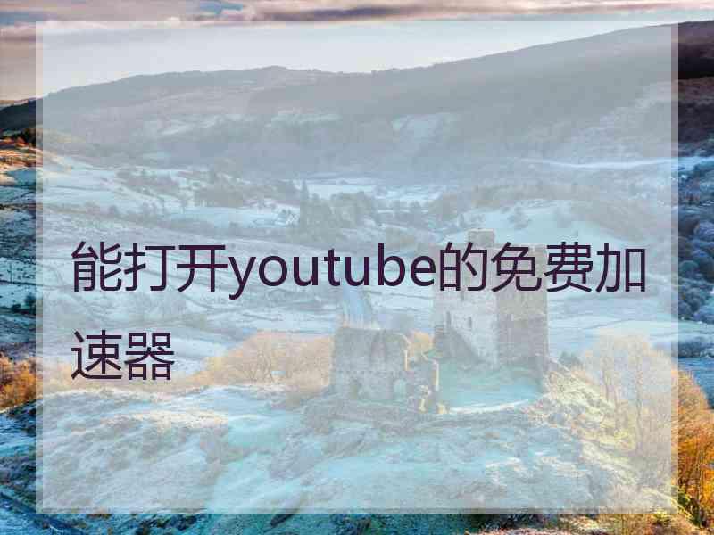 能打开youtube的免费加速器