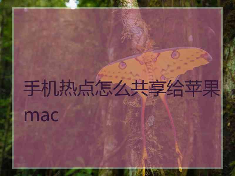 手机热点怎么共享给苹果mac