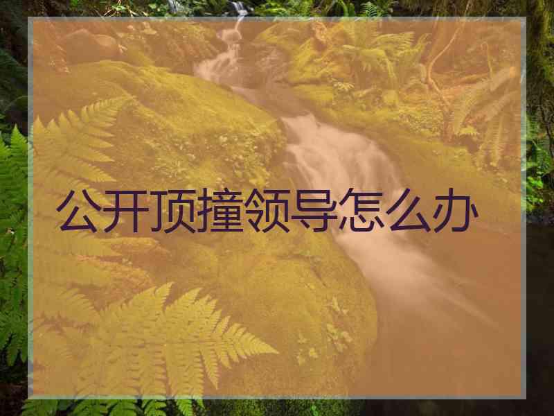 公开顶撞领导怎么办