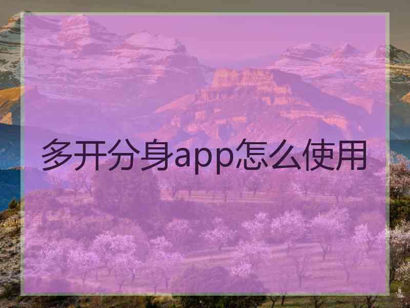 多开分身app怎么使用