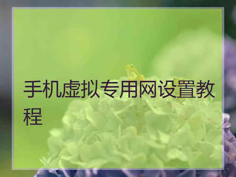 手机虚拟专用网设置教程