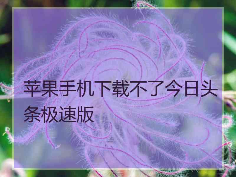 苹果手机下载不了今日头条极速版