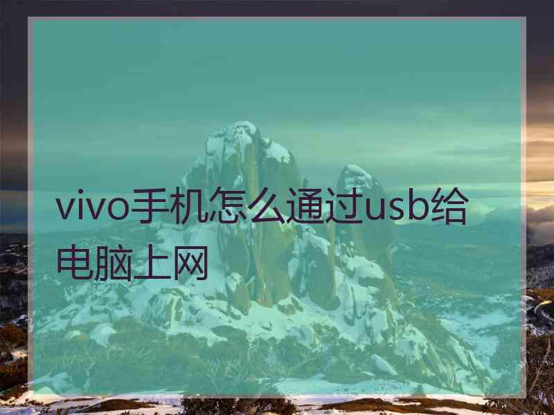 vivo手机怎么通过usb给电脑上网