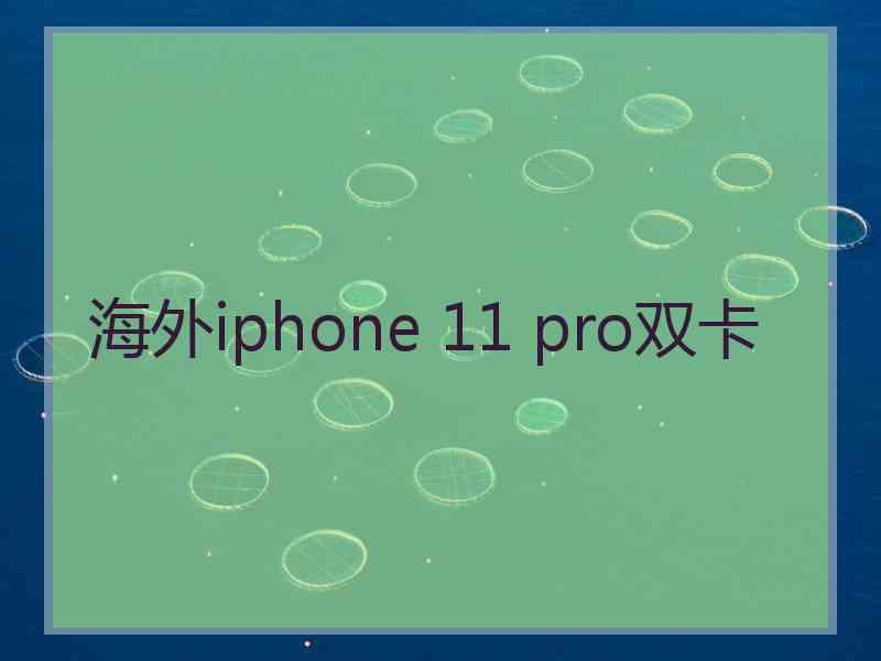 海外iphone 11 pro双卡