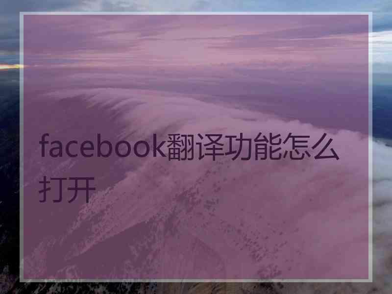 facebook翻译功能怎么打开