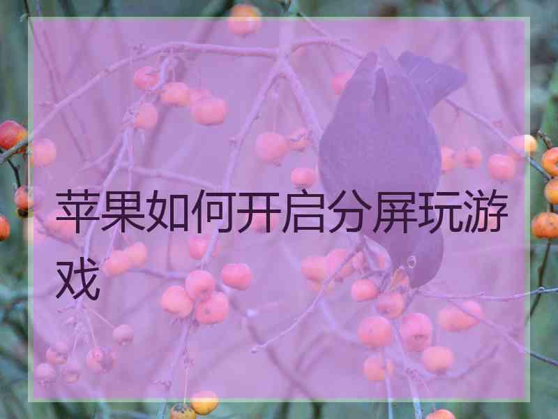 苹果如何开启分屏玩游戏