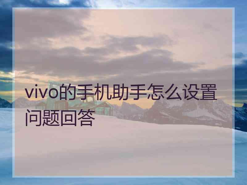 vivo的手机助手怎么设置问题回答