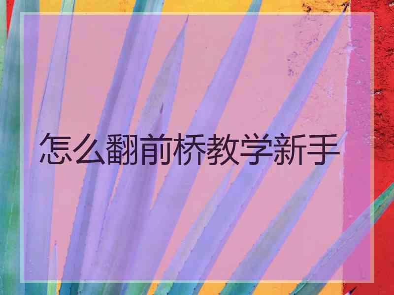 怎么翻前桥教学新手