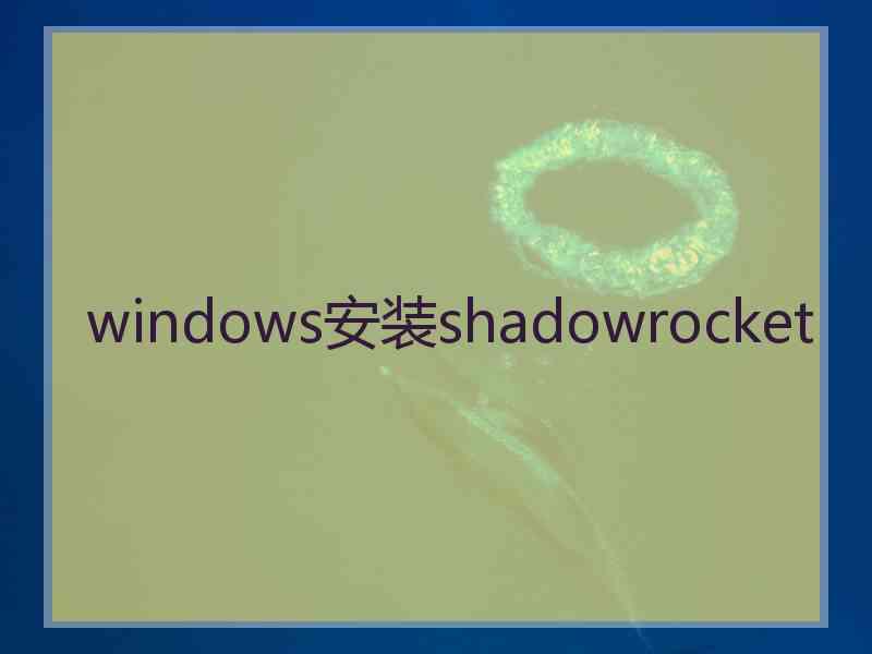 windows安装shadowrocket