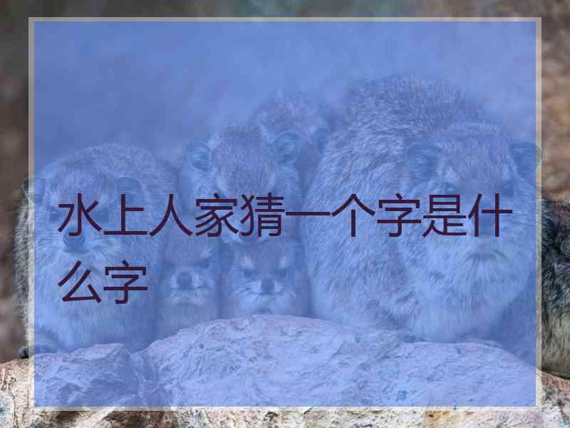 水上人家猜一个字是什么字