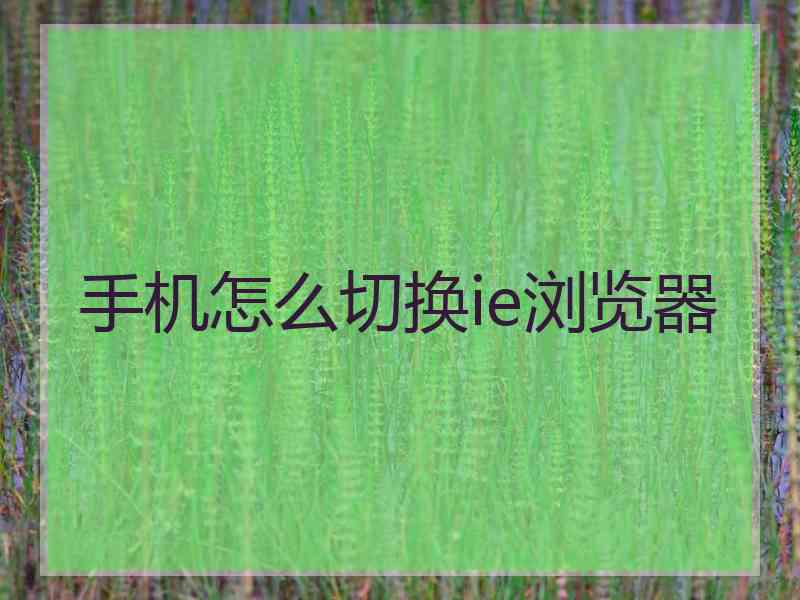 手机怎么切换ie浏览器