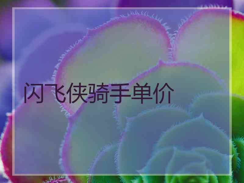 闪飞侠骑手单价