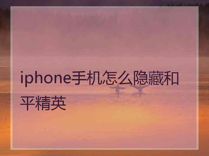 iphone手机怎么隐藏和平精英