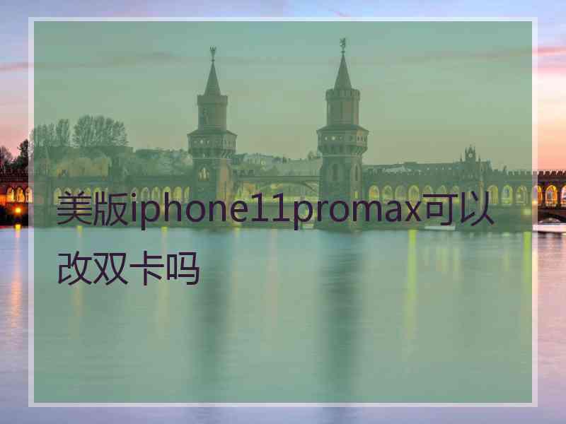 美版iphone11promax可以改双卡吗