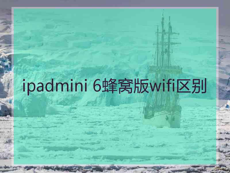 ipadmini 6蜂窝版wifi区别