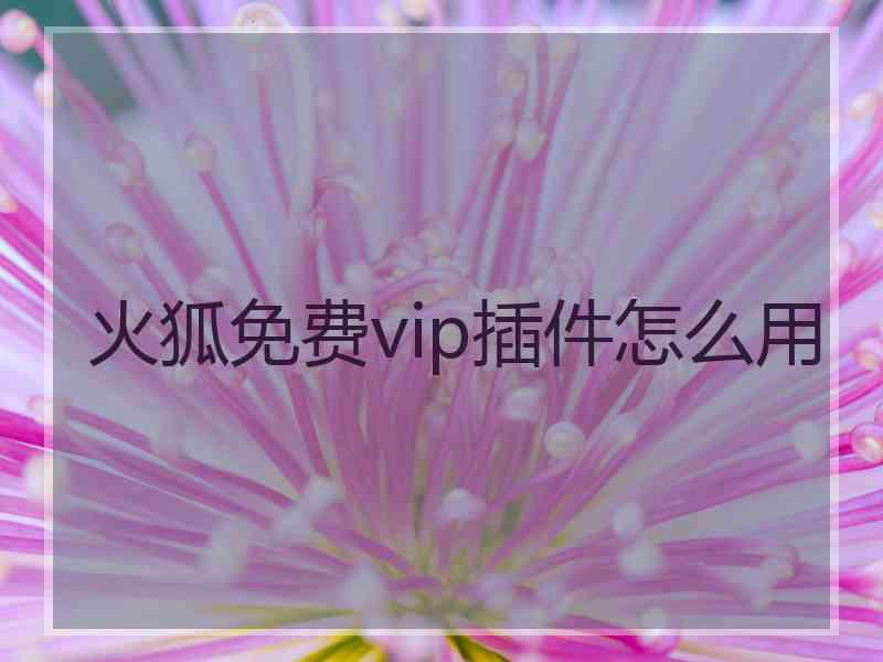 火狐免费vip插件怎么用