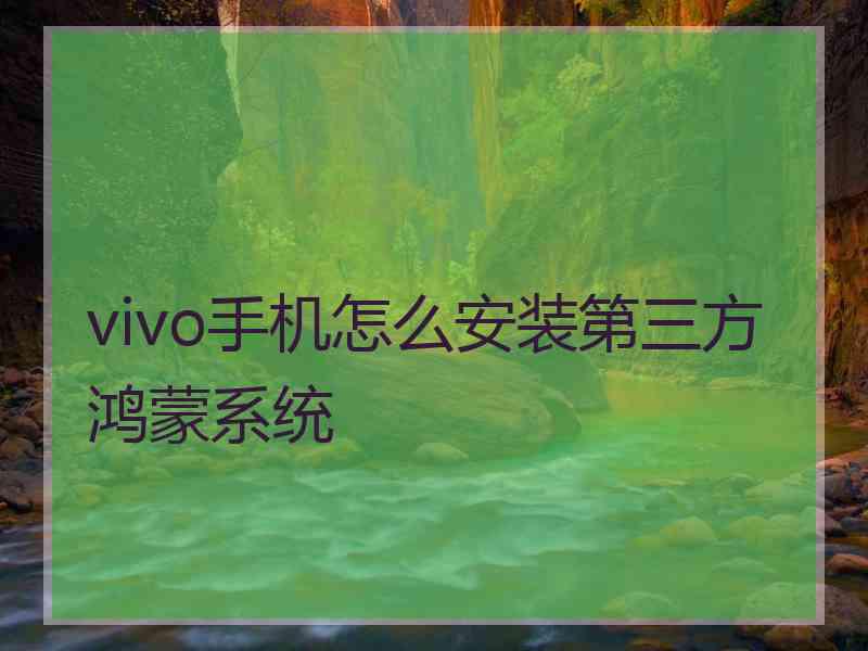 vivo手机怎么安装第三方鸿蒙系统