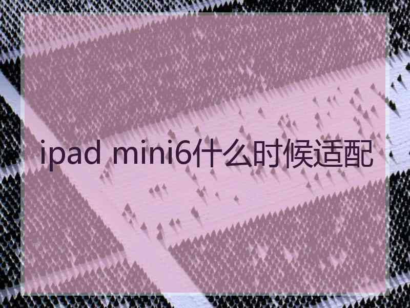 ipad mini6什么时候适配