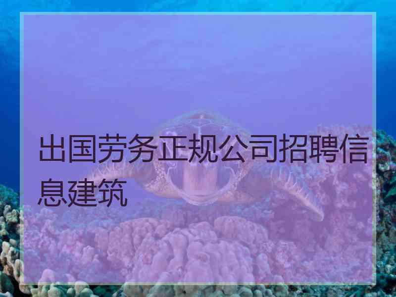 出国劳务正规公司招聘信息建筑