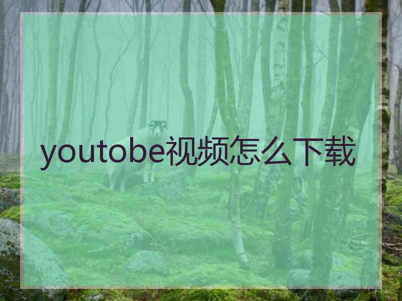 youtobe视频怎么下载