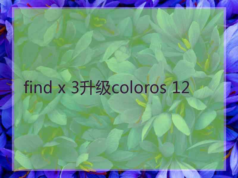 find x 3升级coloros 12