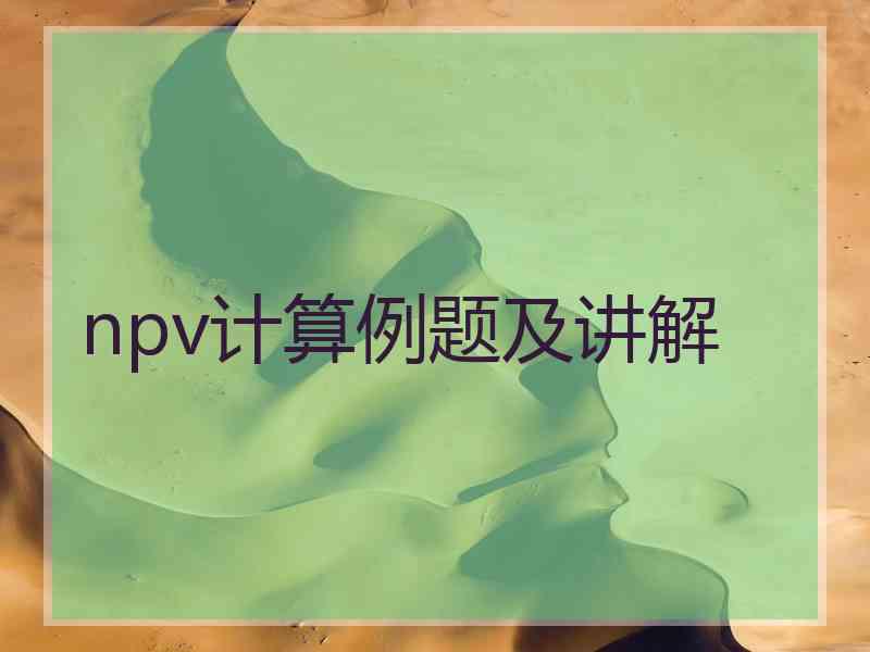 npv计算例题及讲解