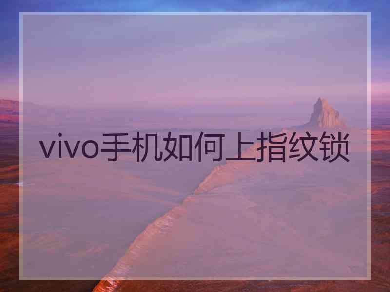 vivo手机如何上指纹锁