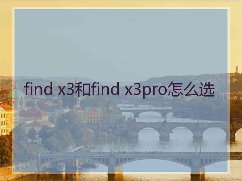 find x3和find x3pro怎么选